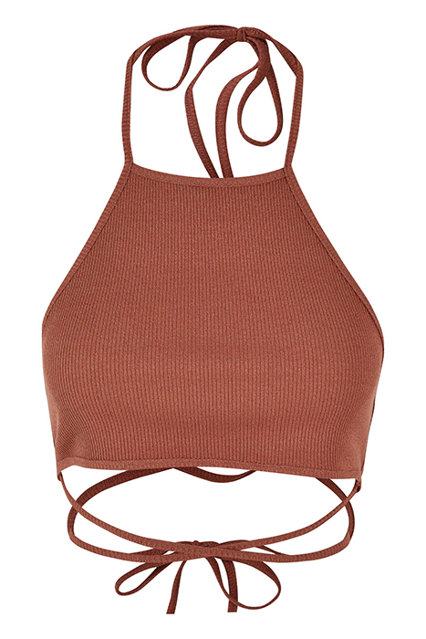 LADIES RIB TRAPEZE CROPPED TOP TERRACOTTA 4