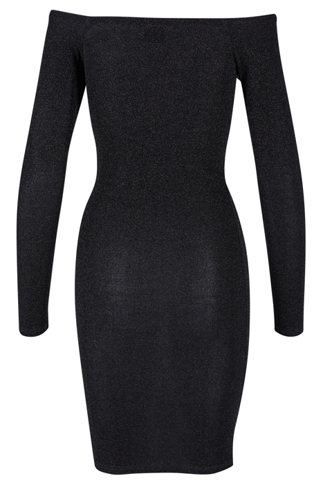 LADIES OFF SHOULDER LONGSLEEVE GLITTER DRESS BLACK 5