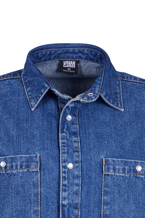 LADIES OVERSIZED DENIM SHIRT MID INDIGO WASHED 8