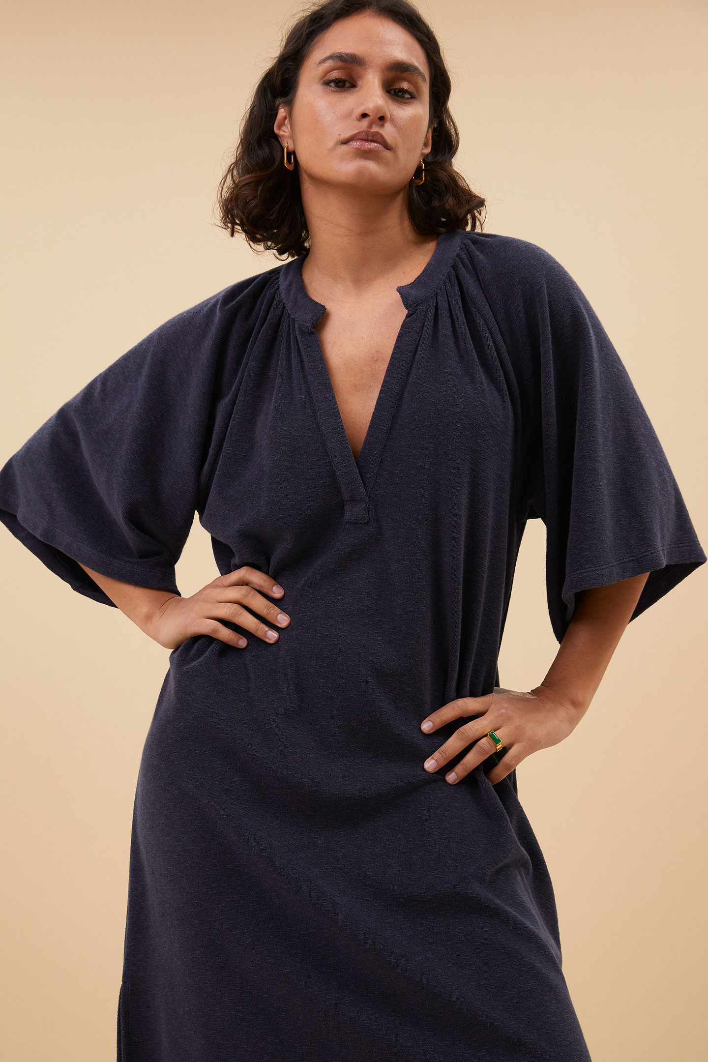 LOUISA SLUB DRESS MIDNIGHT 5