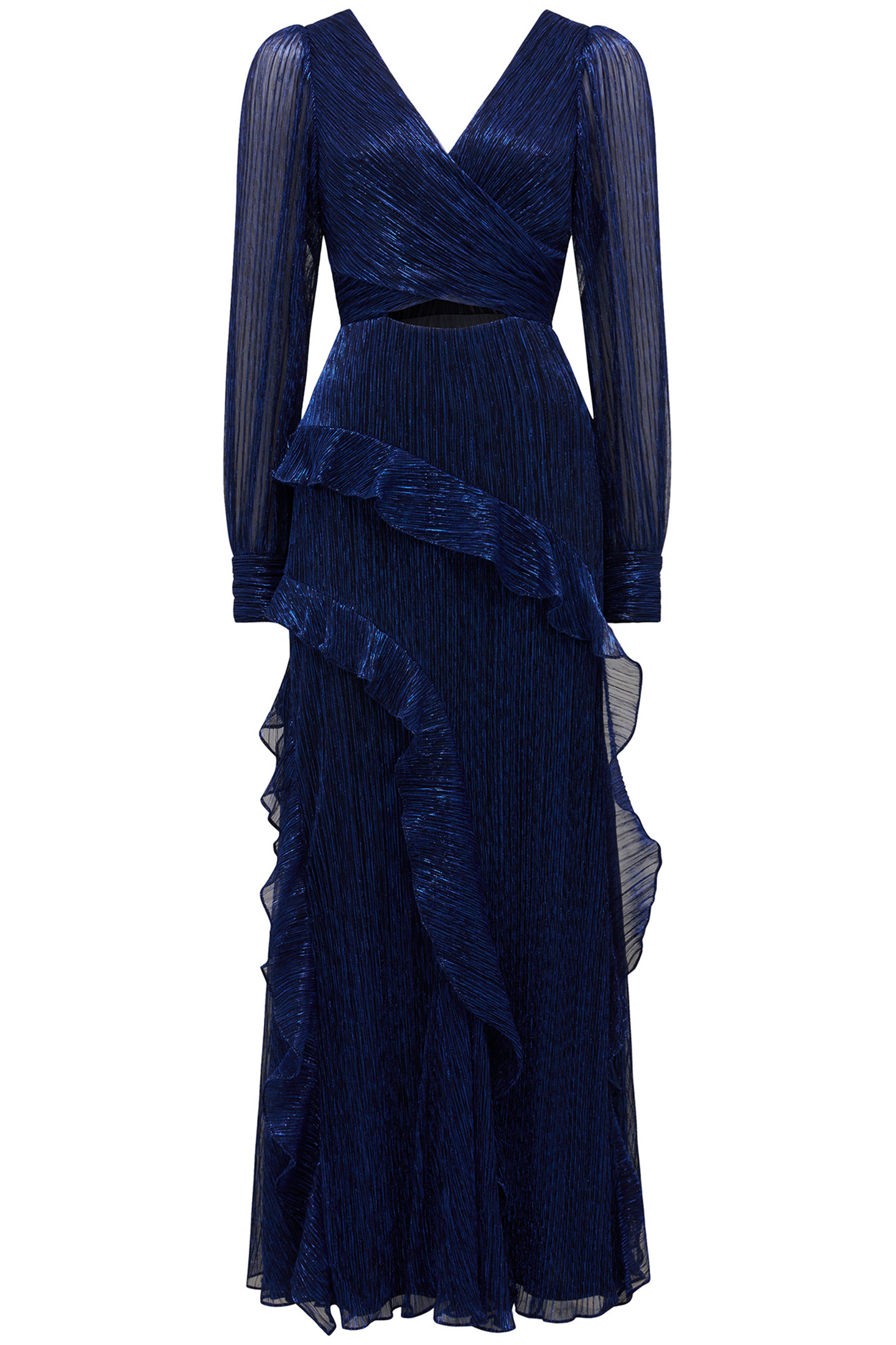 SPENCER PLISSE RUFFLE MIDI DRESS MIDNIGHT BLUE 3