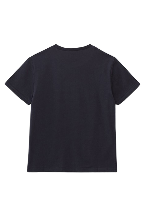 BOYS' NAVY ORGANIC COTTON T-SHIRT, RUBBER GRAPHIC LINES 2
