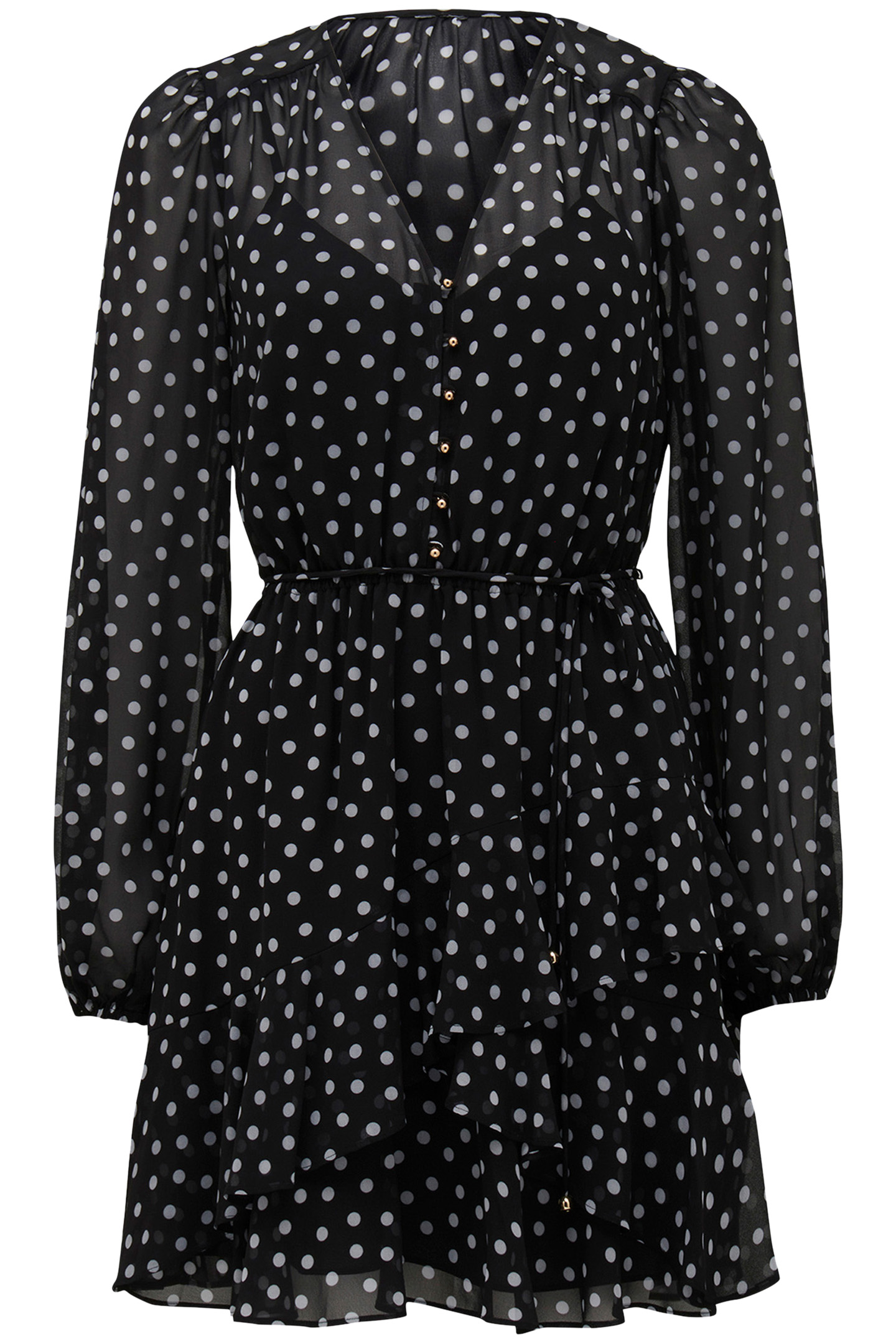 ESRA BUTTON FRONT MINI DRESS BLACK SAVONA SPOT 4