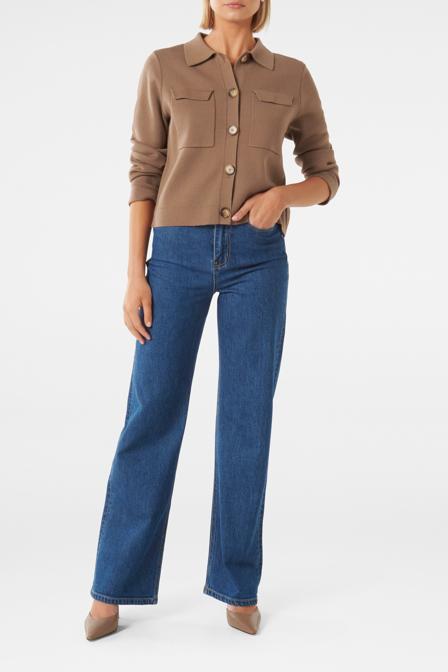 RUBY BUTTON DOWN KNITTED CARDIGAN CAMEL 3