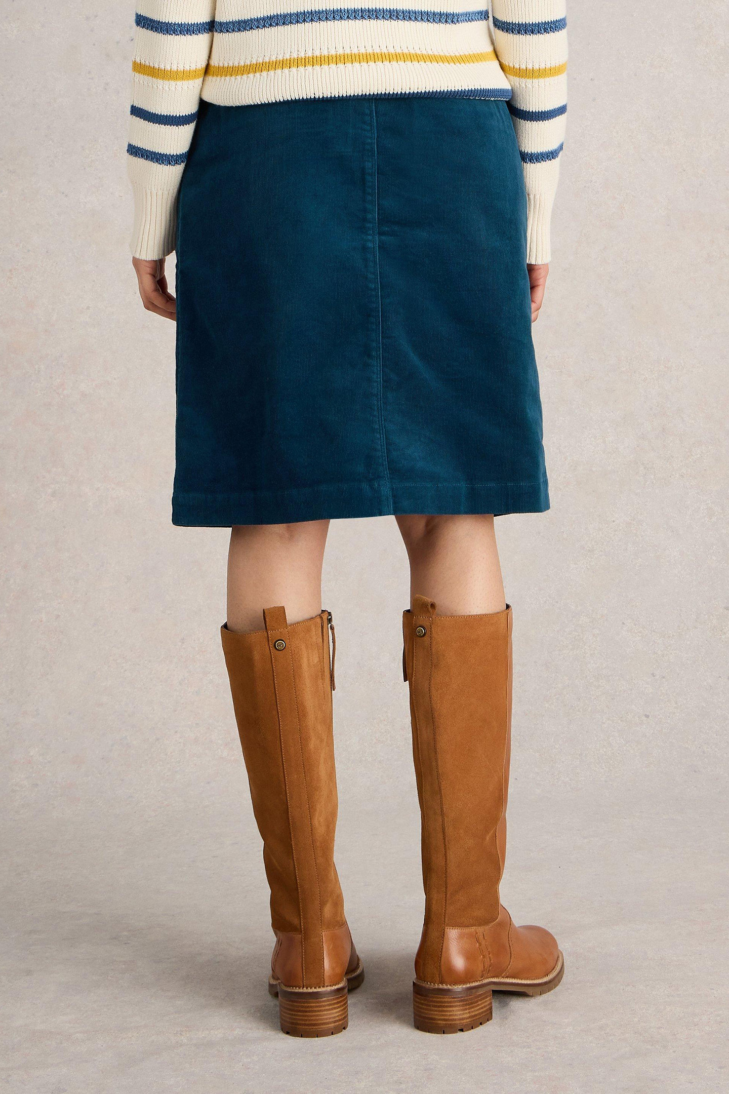 MELODY ORGANIC CORD SKIRT MID TEAL 2