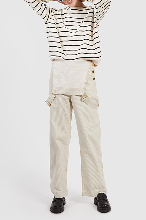BEIGE FINE-STRIPED DUNGAREES 5