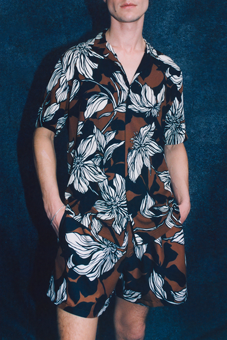 CHOCOLATE RECYCLED SWIM SHORTS WITH XL FLOWERS 4