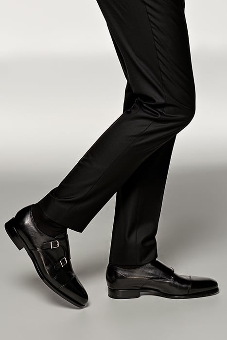 BLACK SLIM LEG STRAIGHT TROUSERS 4