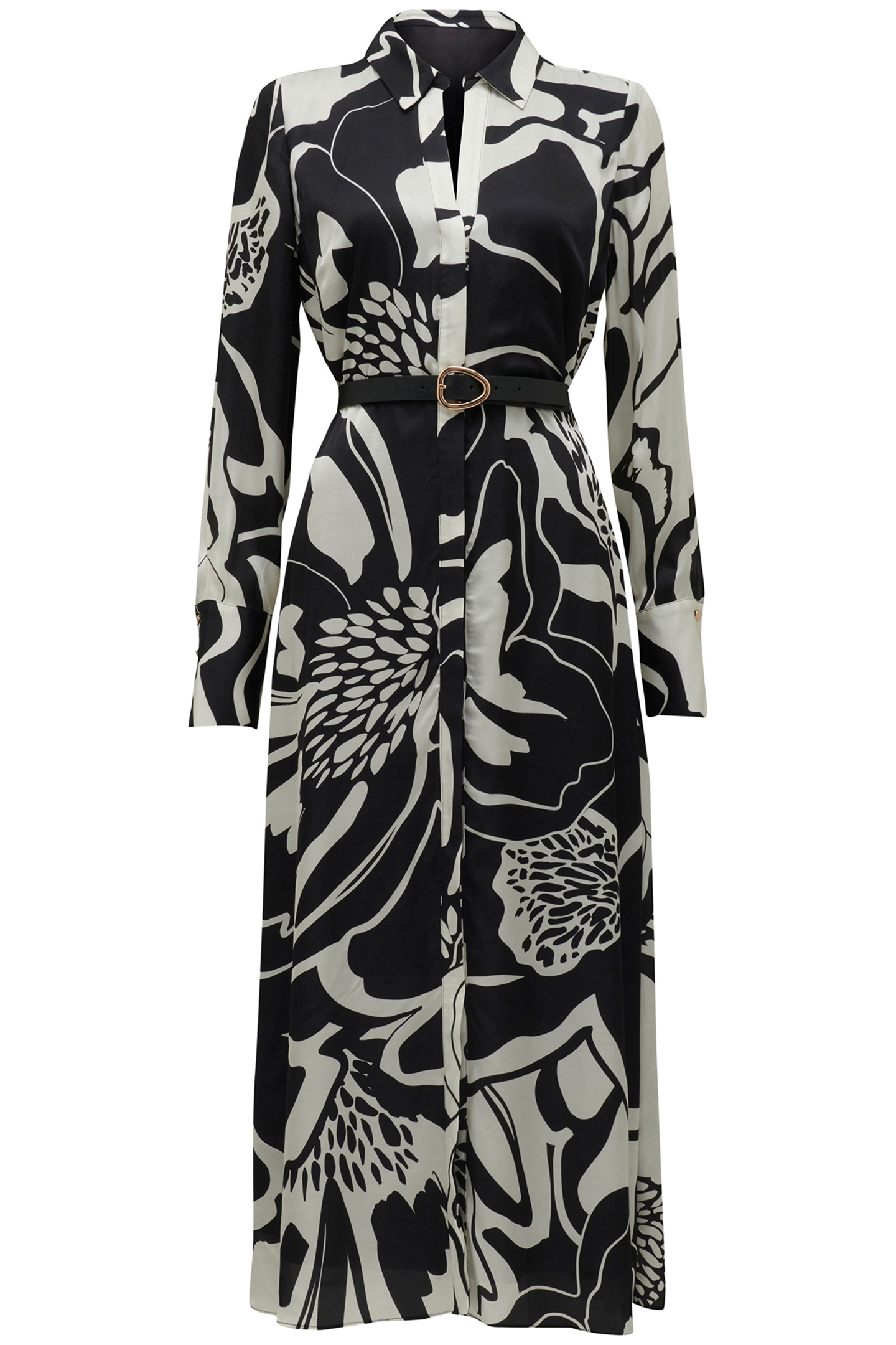 JANINE SATIN MIDI SHIRT DRESS DUNSTAN ABSTRACT 3