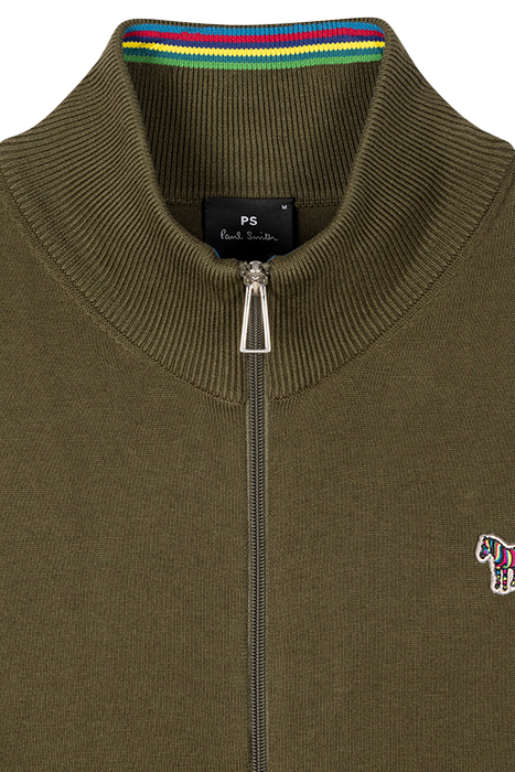 MENS CARDI ZIP THRU ZEB BAD OLIVE GREEN 2