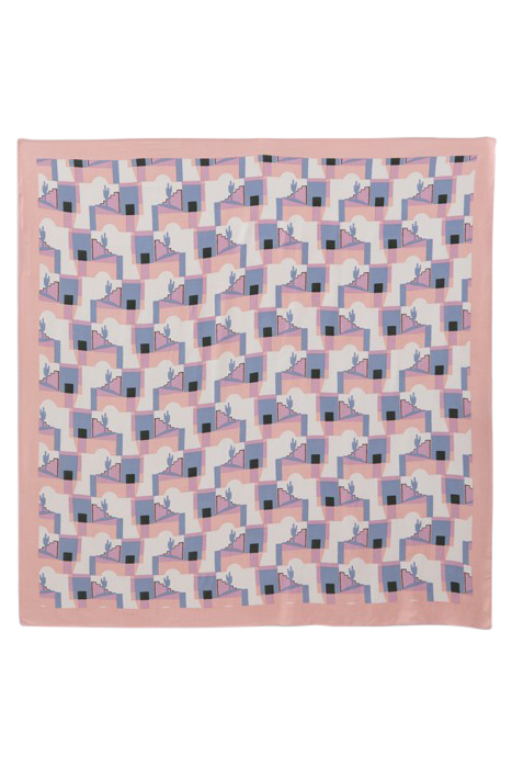 FLASH PINK SCARF WITH ARTY CACTUS MOTIF 3