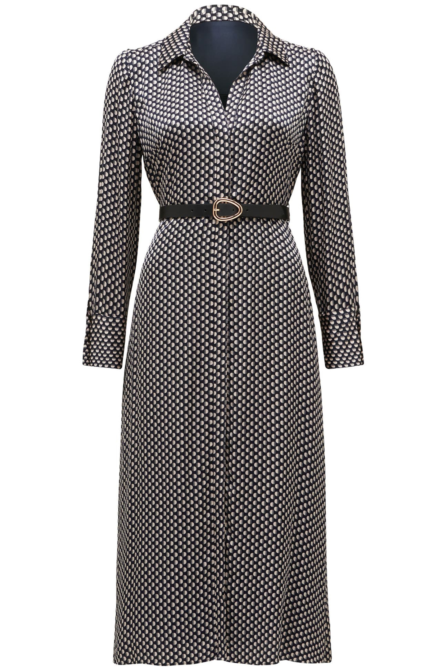 JANINE PETITE SATIN MIDI SHIRT DRESS NAVY KITSON GEO 3