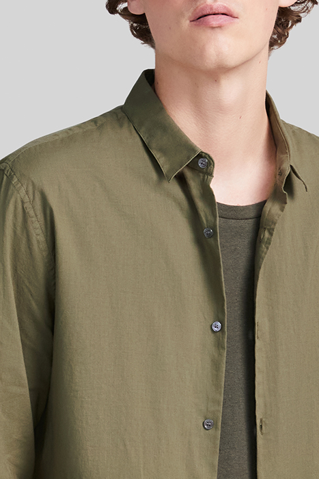 KHAKI ORGANIC COTTON VOILE SLIM SHIRT 5