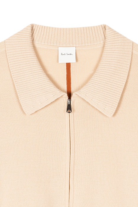 WOMENS KNITTED CARDIGAN ZIP THRU LIGHT BEIGE 6