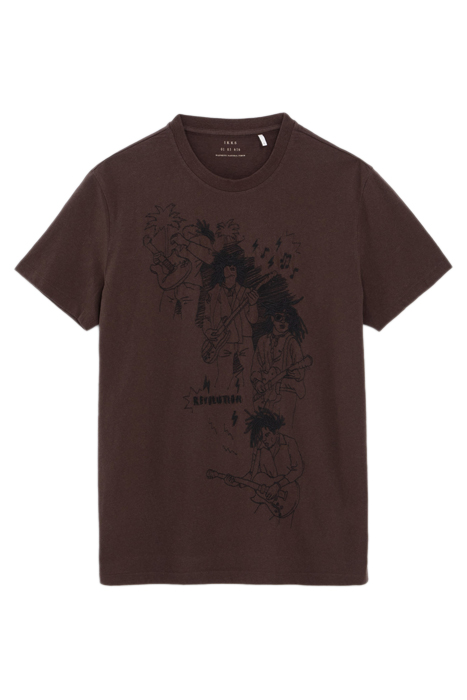 CHOCOLATE T-SHIRT WITH REGGAE EMBROIDERY 4