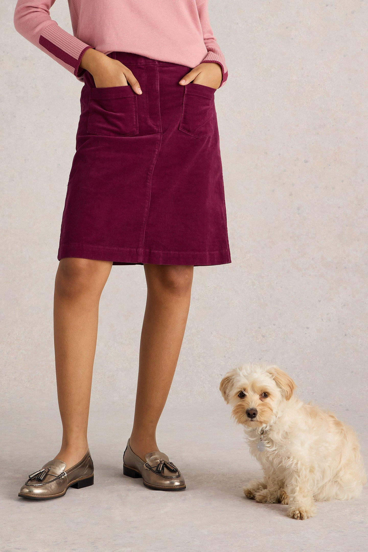 MELODY ORGANIC CORD SKIRT DEEP RED 4