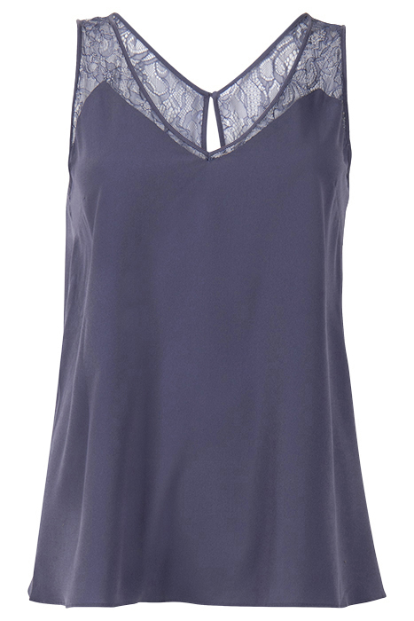 CREPE LIGHT LACE TRIM VEST BLUE 1