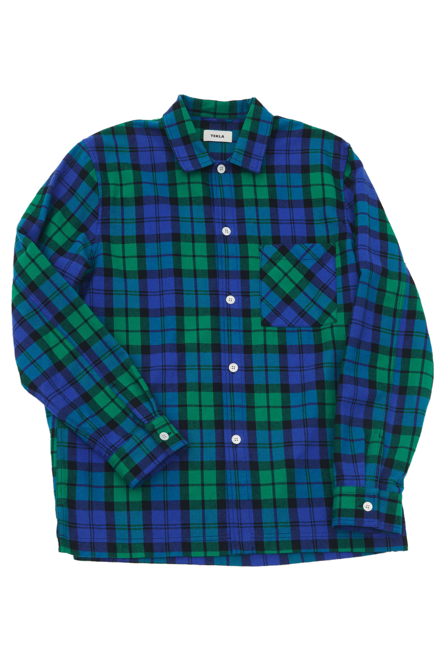 UNISEX FLANNEL, PYJAMAS SHIRT BLUE GREEN PLAID 3