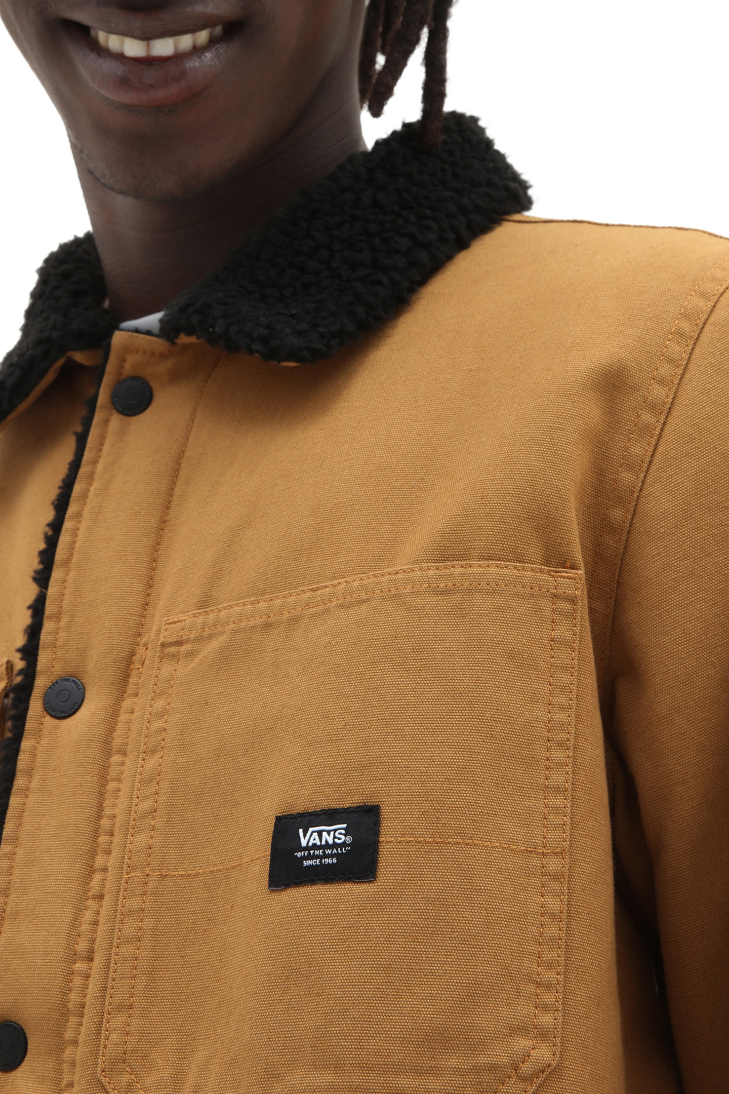 MN DRILL CHORE COAT SHERPA BONE BROWN 6