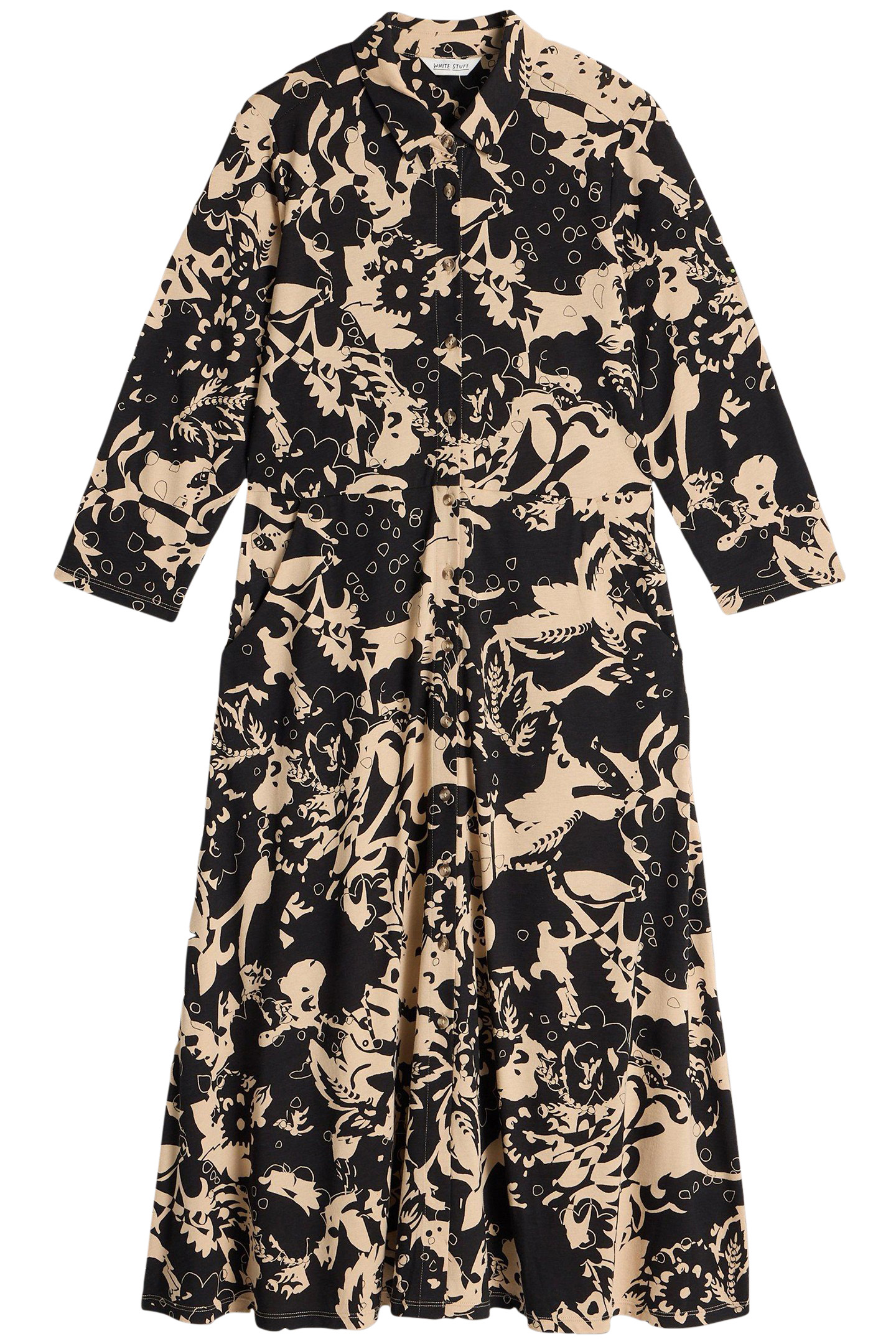 RUA JERSEY SHIRT DRESS BLACK PRINT 3