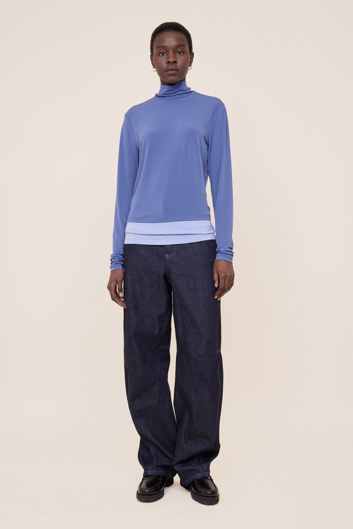 TOP COLOUR BLOCK LONGSLEEVE INDIGO BLUE-PURPLE IMPRESSION 1