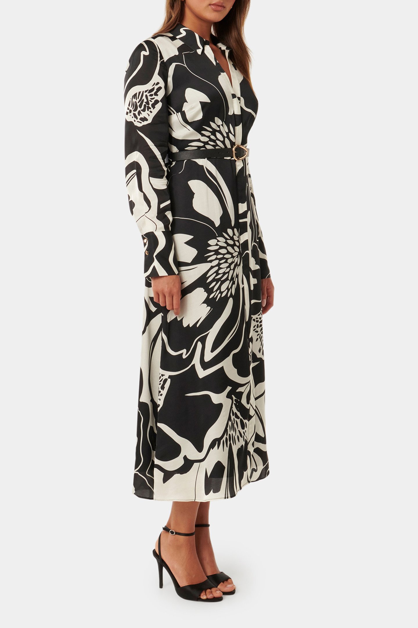 JANINE SATIN MIDI SHIRT DRESS DUNSTAN ABSTRACT 4