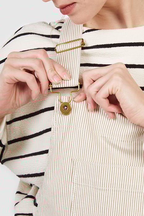 BEIGE FINE-STRIPED DUNGAREES 6