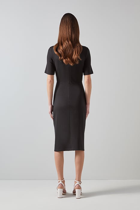 LILA TUCK MIDI DRESS BLACK 3