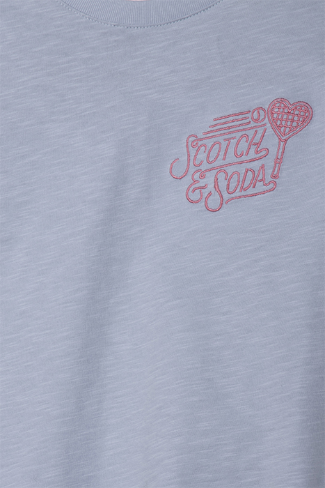 GIRL S&S TENNIS GROUP CTN SLUB JERSEY SS FASHION TOP LT BLUE 3