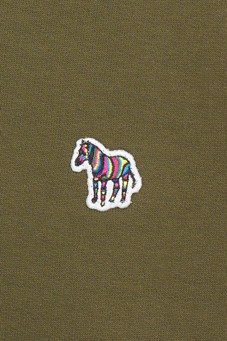 MENS REG FIT PLACKET SWEATSHIRT ZEBRA OLIVE GREEN 4