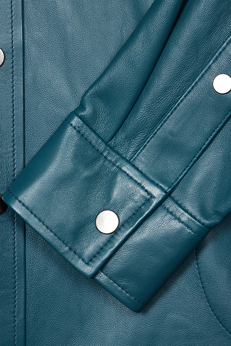 WOMENS SHIRT LEATHER PETROL BLUE 5