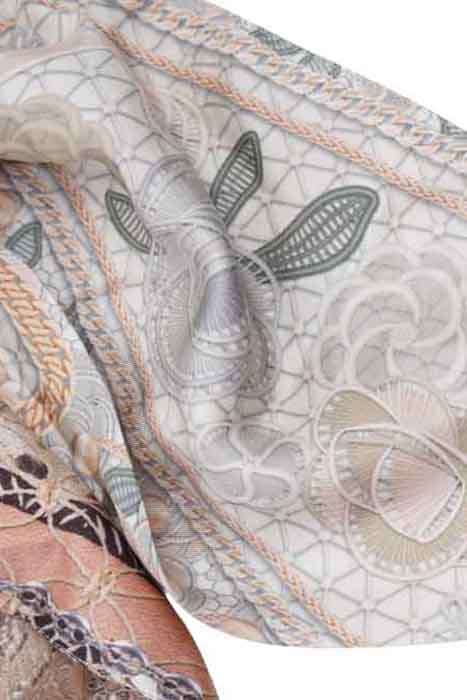 SILK SCARF ST. TROPEZ PATCHWORK MARRAKESH SALMON 3