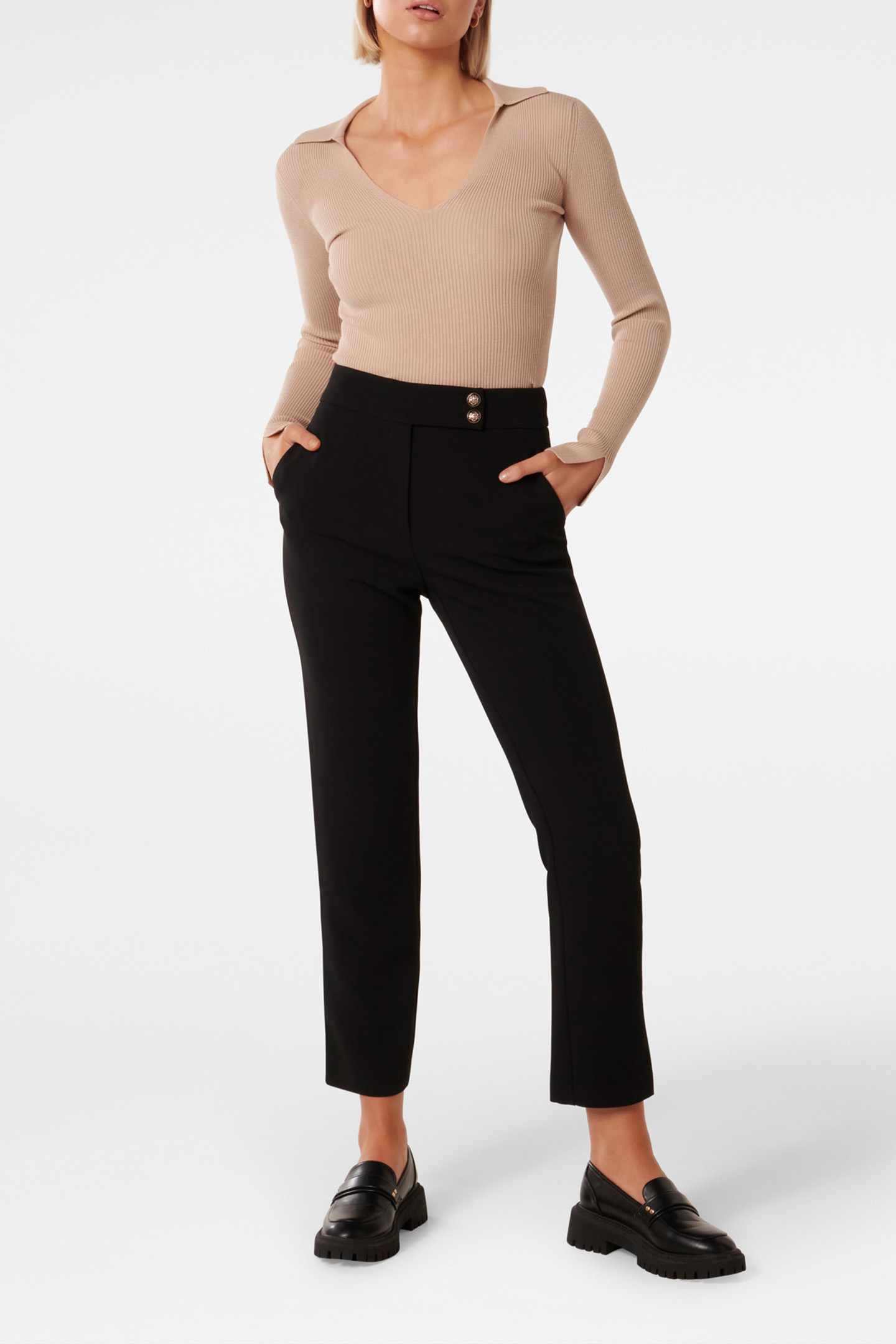 KYLIE BUTTON CIGARETTE PANTS BLACK 3