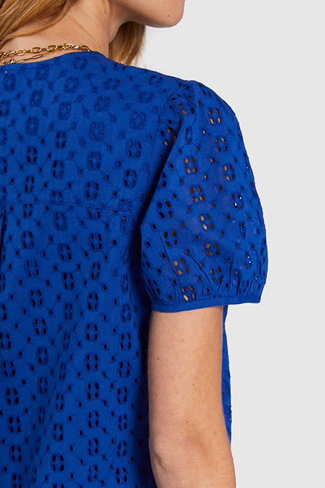 ELECTRIC BLUE EYELET EMBROIDERY DRESS 5