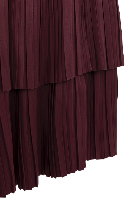 BURGUNDY POLYESTER PLEATED DRESS WITH STUD DECORATION 4