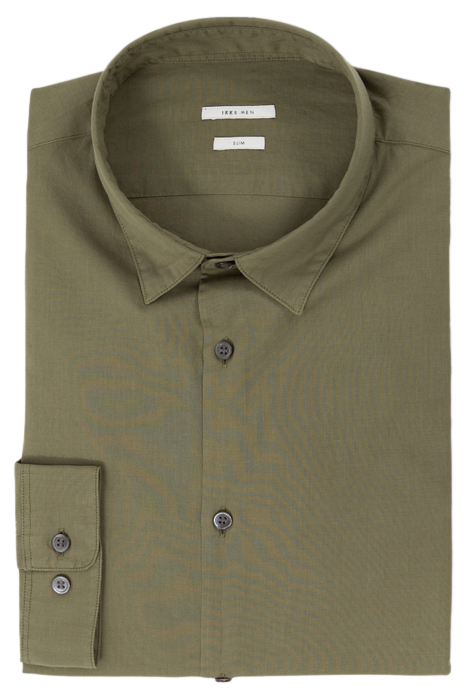 KHAKI ORGANIC COTTON VOILE SLIM SHIRT 6