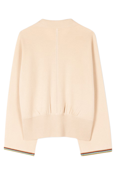 WOMENS KNITTED CARDIGAN ZIP THRU LIGHT BEIGE 4