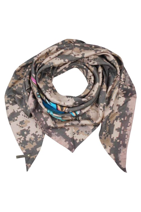 SILK SCARF ST. TROPEZ PIXEL CAMOUFLAGE GREEN 1
