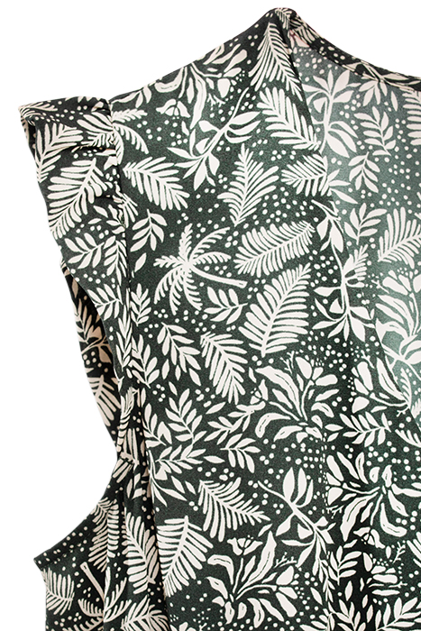 GREEN LONG DRESS WITH BOTANICAL BEACH PRINT 4