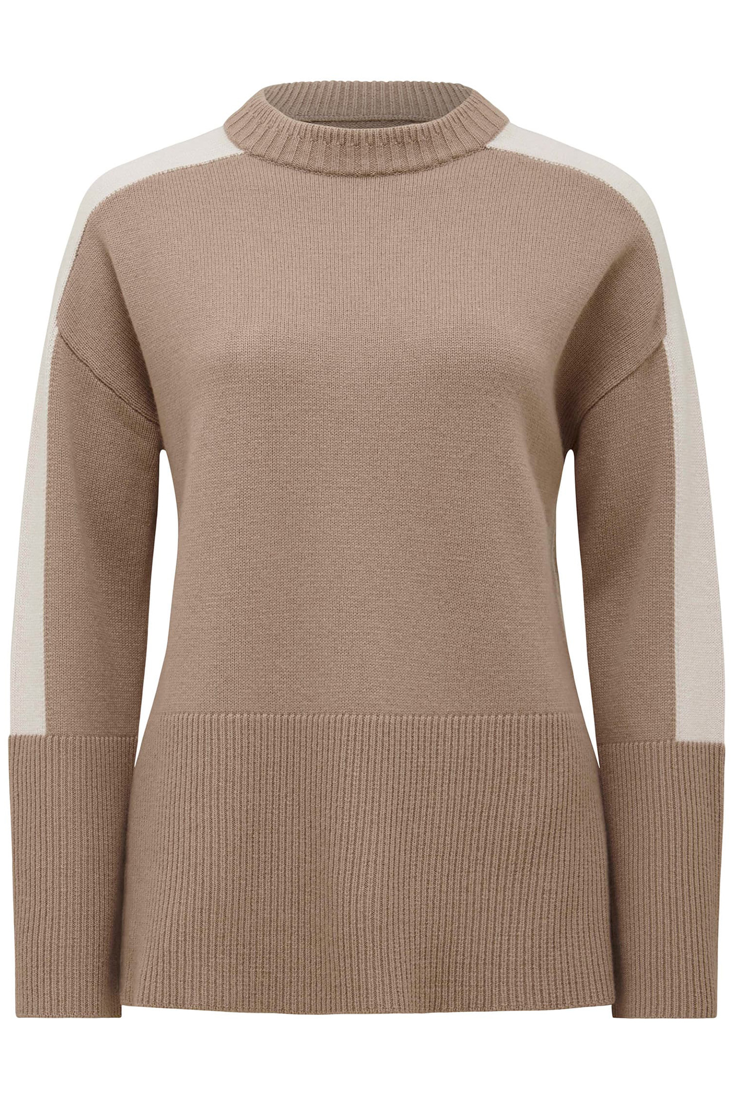 BIANCA RELAXED LONGLINE CREW NECK JUMPER MUSHROOM/ STONE COL 4