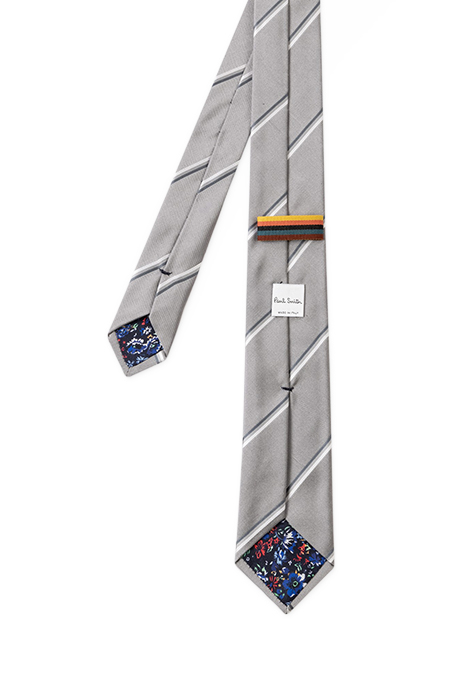 MEN TIE NARROW STRPS GREY 2