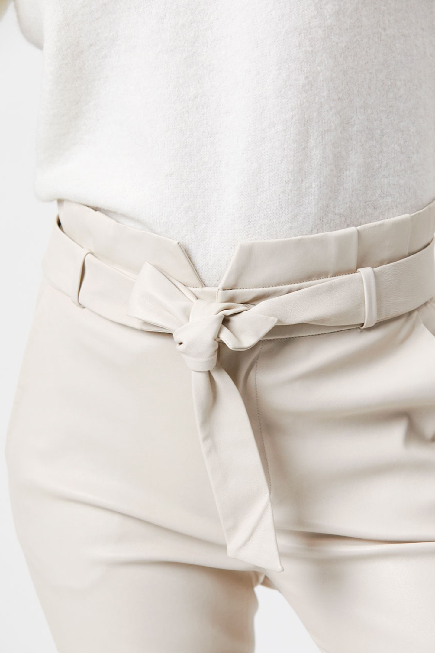 CARREY STRETCH LEATHER PANTS CHALK 4