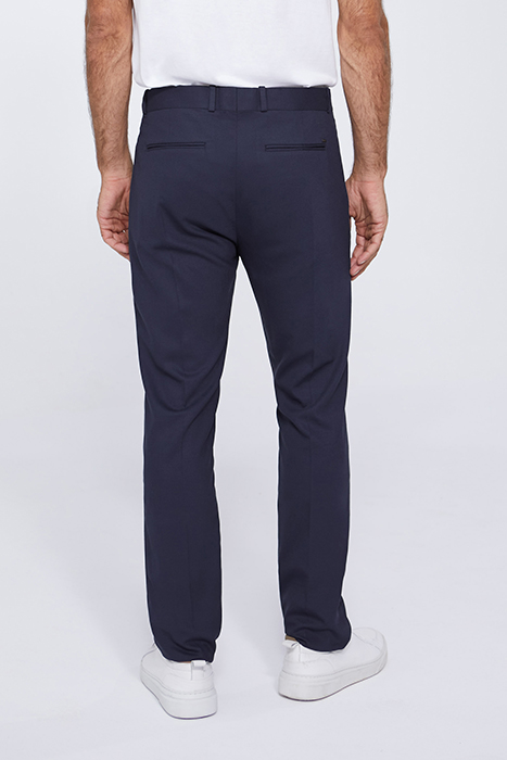 NAVY SEERSUCKER SLIM SUIT TROUSERS 2