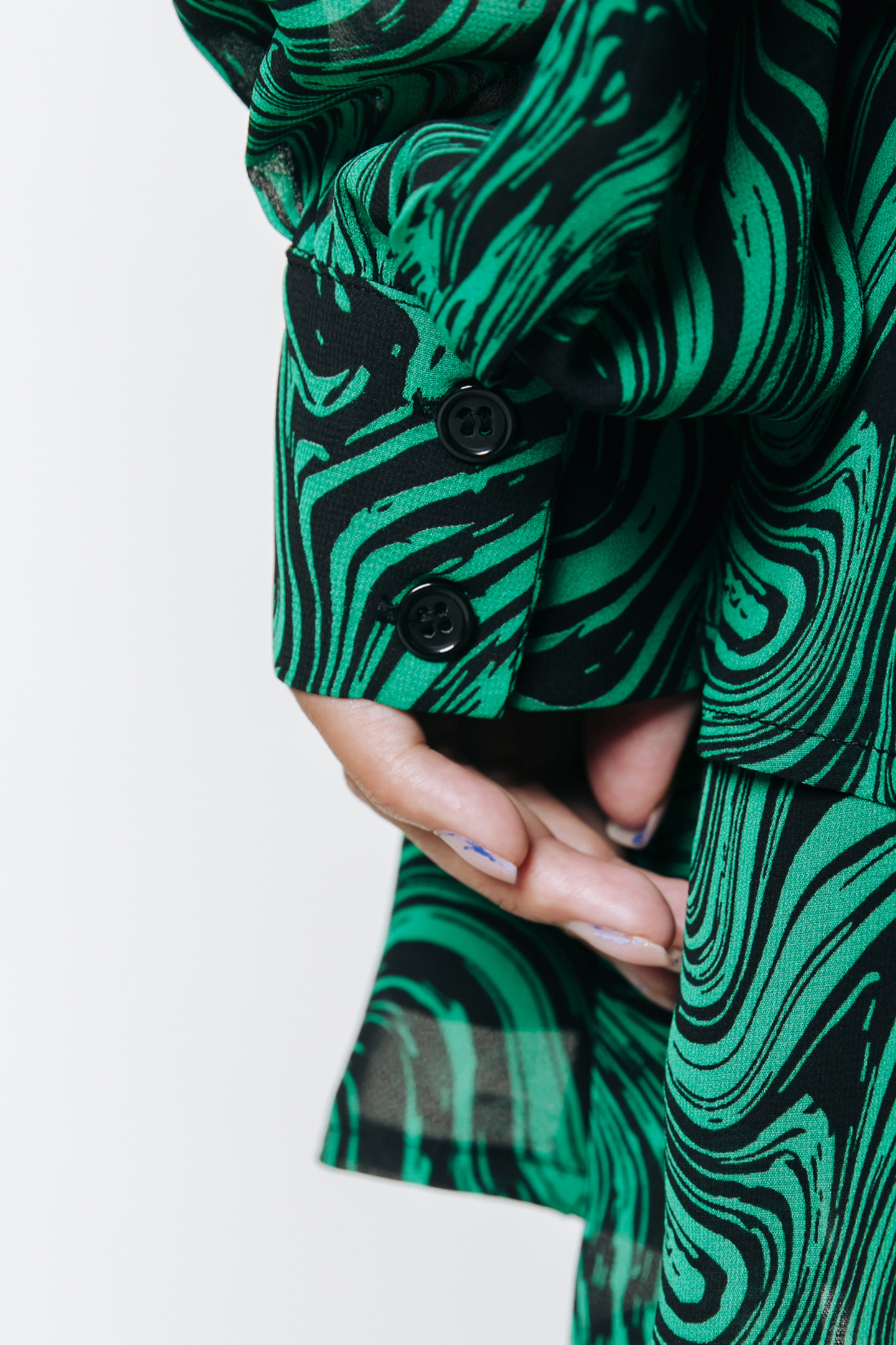 SACHA LIQUID PAINT MINI RUFFLE DRESS GREEN 5