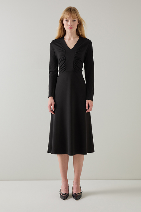 LACEY V-NECK MIDI DRESS BLACK 2