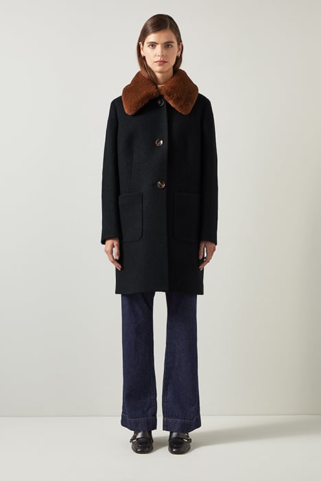 ASTER BOUCLE SINGLE BREASTED COAT BLACK 2