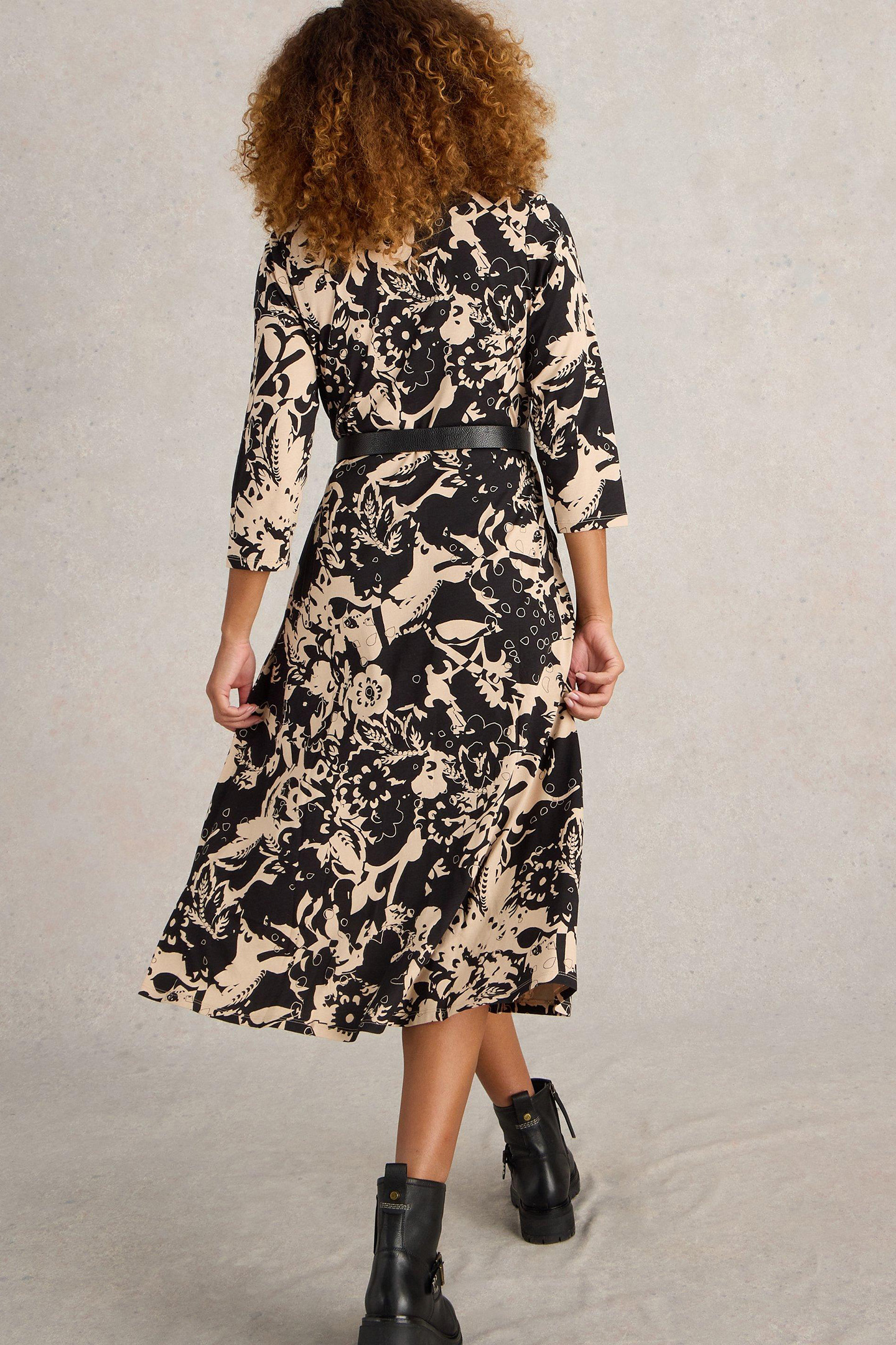 RUA JERSEY SHIRT DRESS BLACK PRINT 2