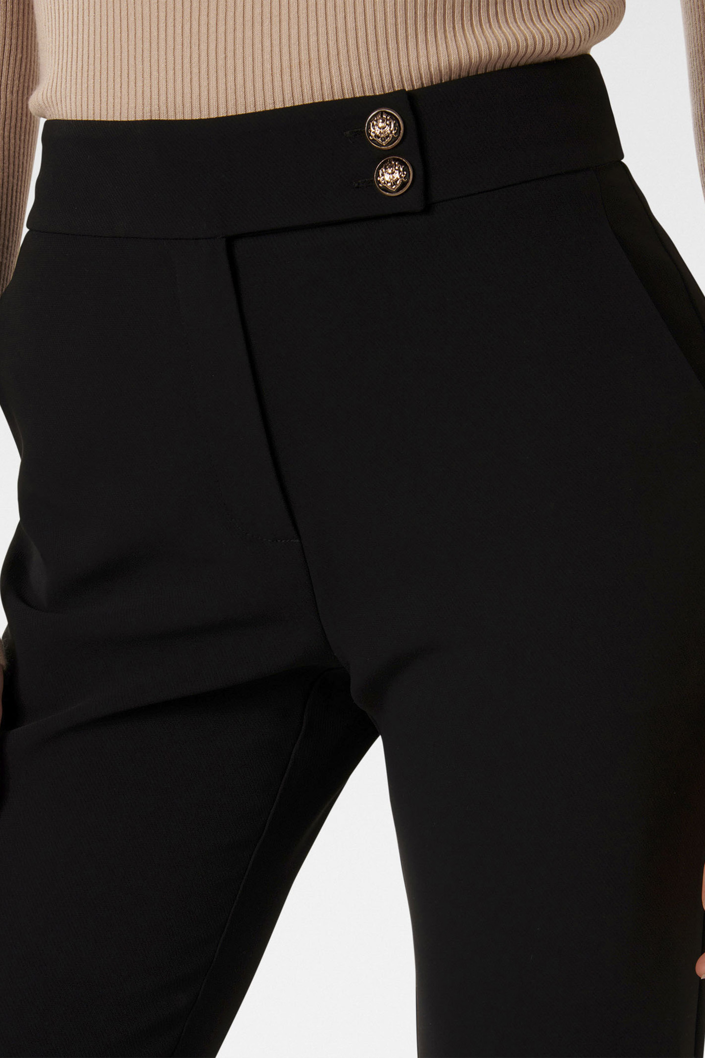 KYLIE BUTTON CIGARETTE PANTS BLACK 6