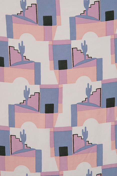 FLASH PINK SCARF WITH ARTY CACTUS MOTIF 4