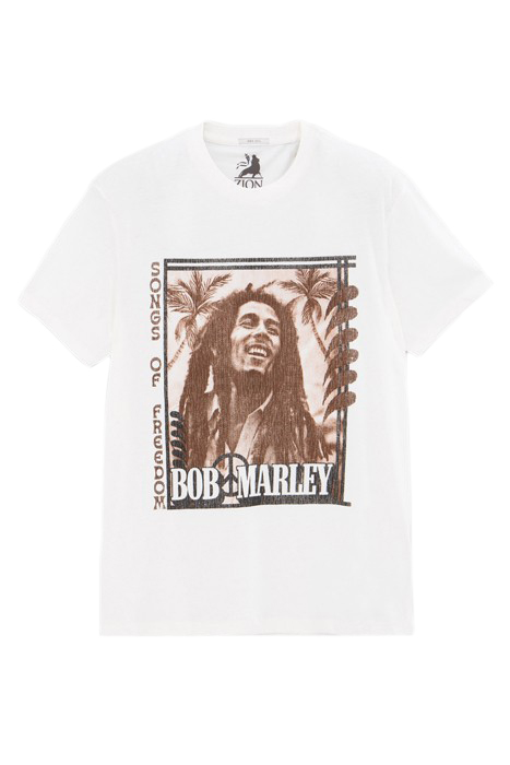 WHITE ORGANIC COTTON T-SHIRT, BOB MARLEY IMAGE 4